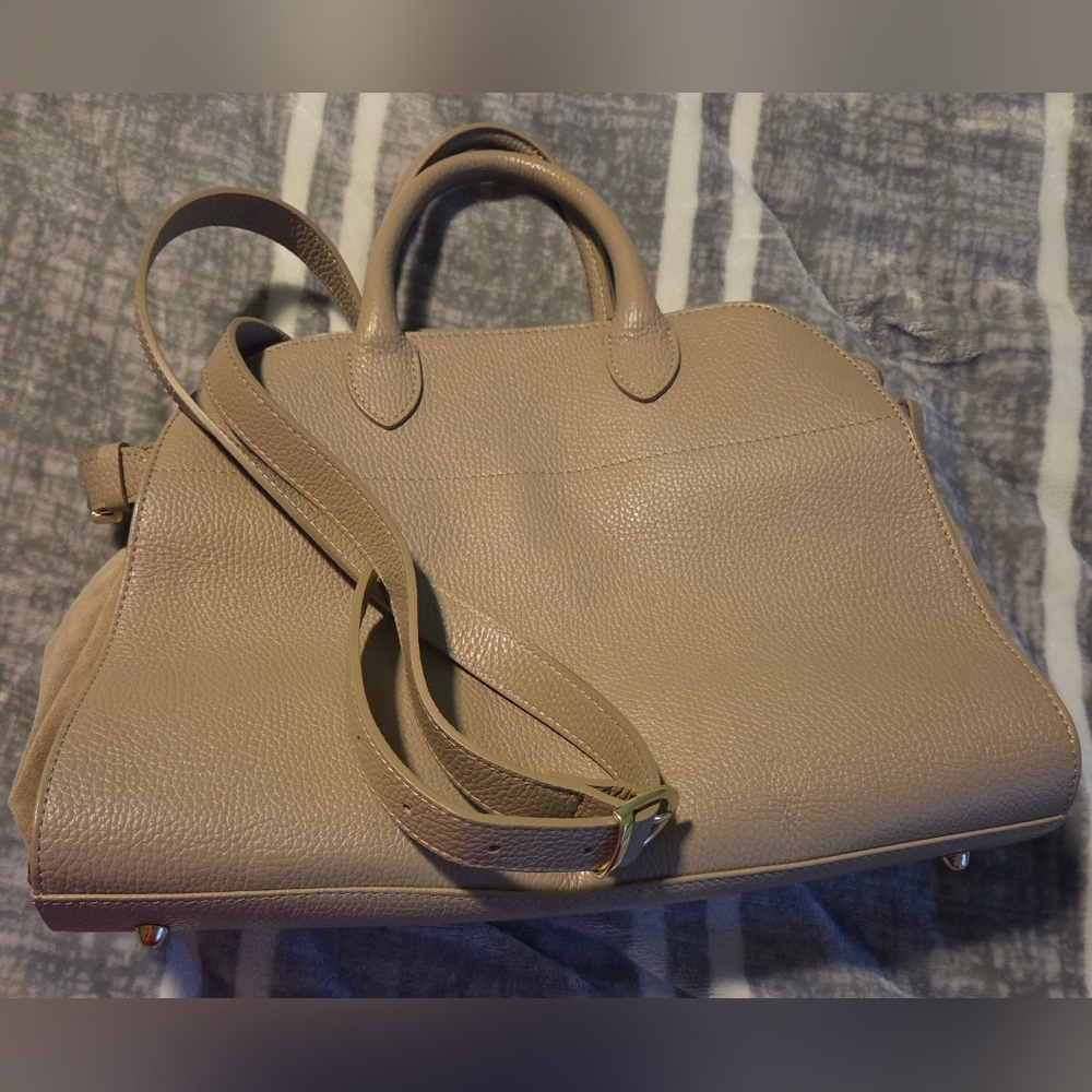 Chic Beige Leather Satchel
